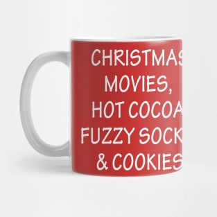 Christmas Movies Hot Cocoa Fuzzy Socks and Cookies Mug